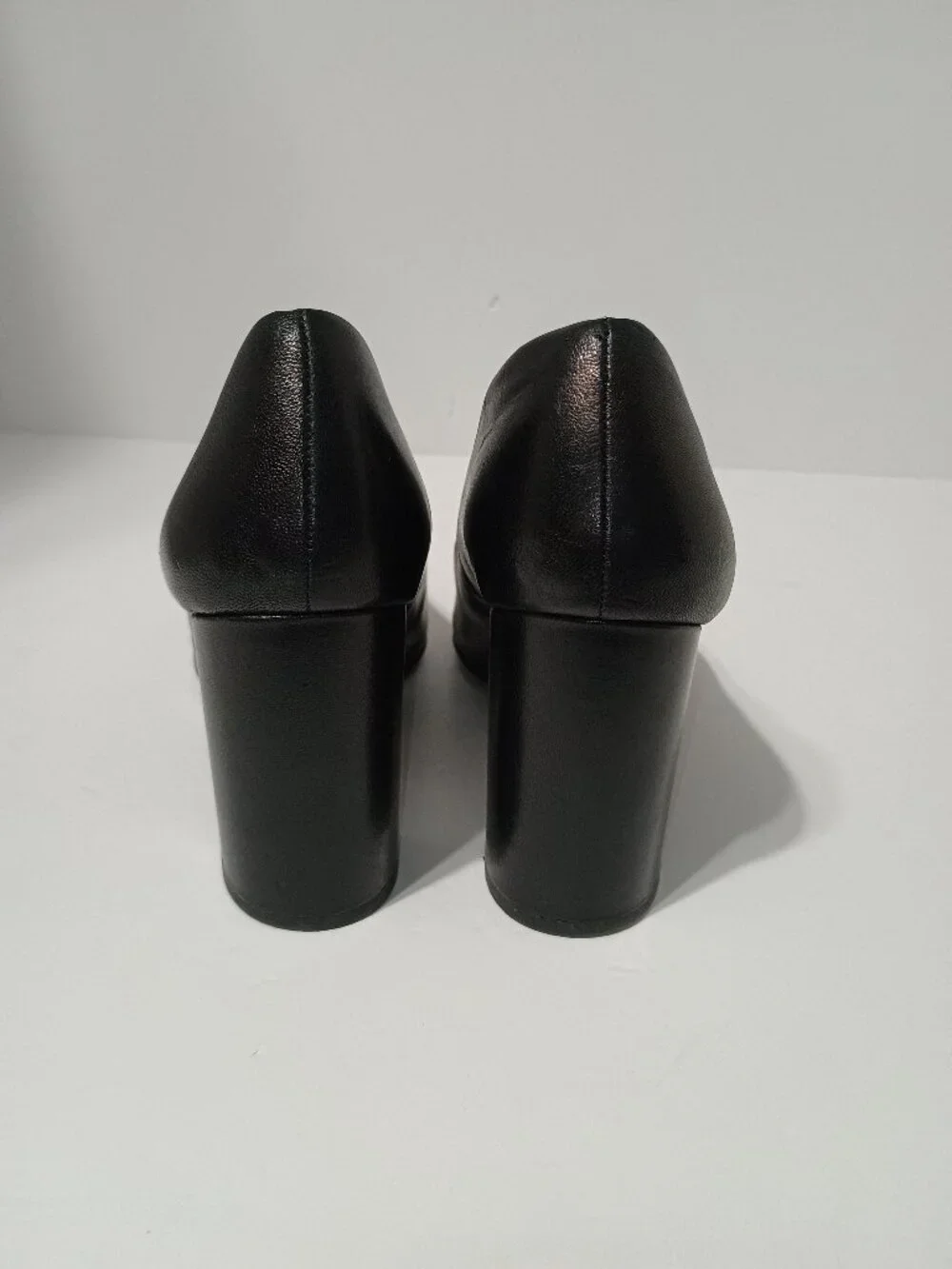 Franco Sarto Black Leather Pointed Toe Block Heel Pumps Women's US 9.5M Classic